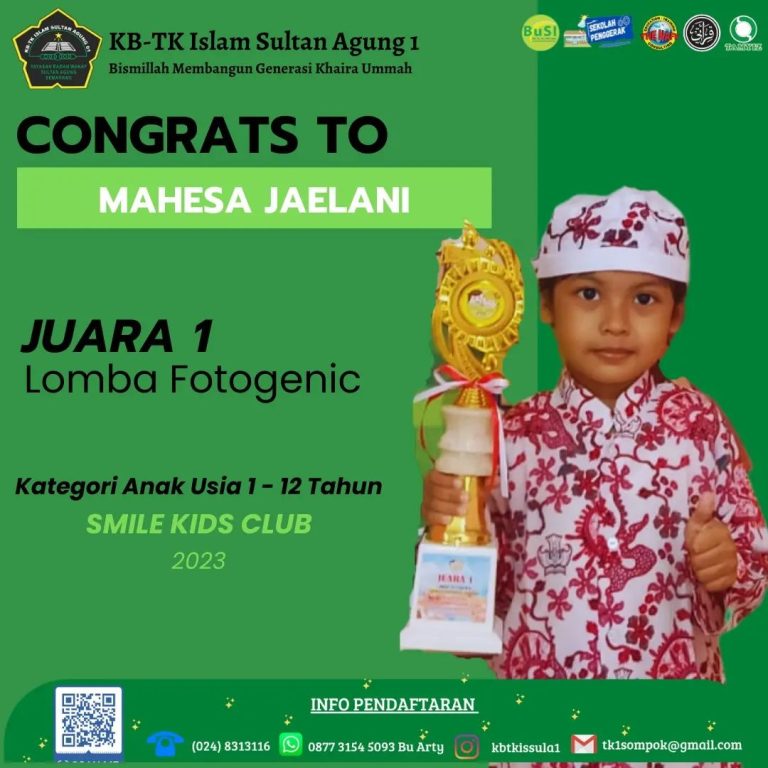 Juara 1 Lomba Fotogenik Kategori Anak Usia 1-12 Tahun Smile Kds Club